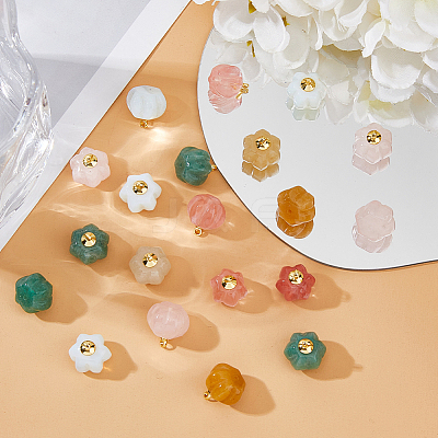 20Pcs 5 Colors Natural Green Aventurine & Topaz Jade & Rose Quartz PALLOY-FH00086-1