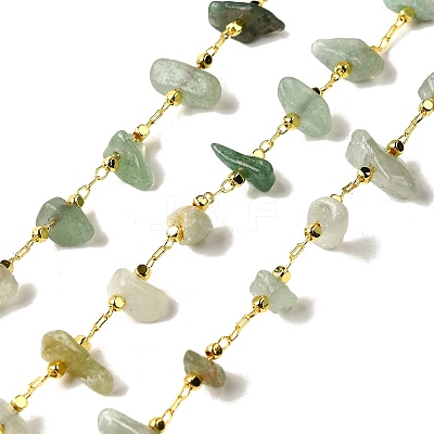 Handmade Natural Green Aventurine Chip Beaded Chains CHC-F020-10G-01-1