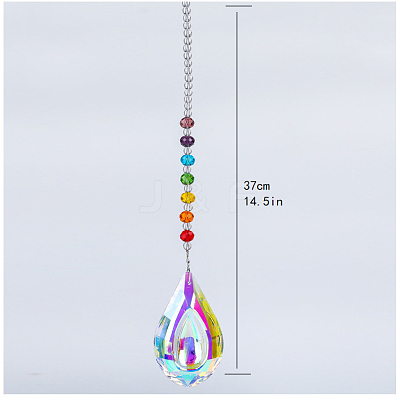 Chakra Theme K9 Crystal Glass Big Pendant Decorations HJEW-PW0001-019D-01-1