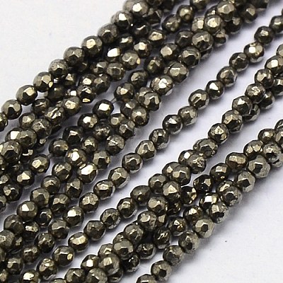 Natural Pyrite Beads Strands G-L031-2mm-03-1