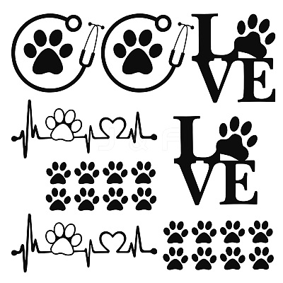 8 Sheets 4 Style Waterproof Heart & Bear Paw Pattern PET Car Decals Stickers STIC-GF0001-03C-1