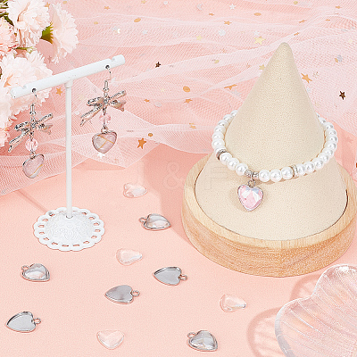 DIY Blank Heart Dome Pendant Making Kit DIY-SC0023-02-1
