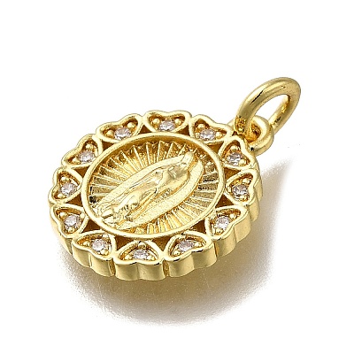 Brass Micro Pave Clear Cubic Zirconia Pendants ZIRC-I070-031G-1