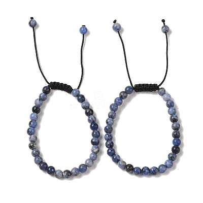 6mm Round Natural Sodalite Braided Bead Bracelets BJEW-C067-01A-03-1
