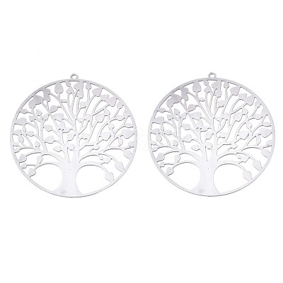 Non-Tarnish 201 Stainless Steel Filigree Pendants STAS-R102-37P-1