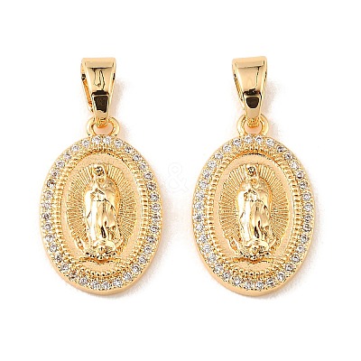 Brass & Clear Cubic Zirconia Pendants KK-G558-08G-1