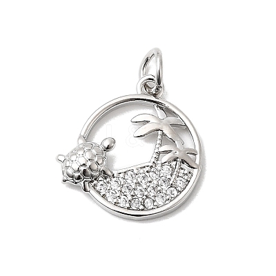 Brass Micro Pave Cubic Zirconia Pendants KK-P343-01A-P-1