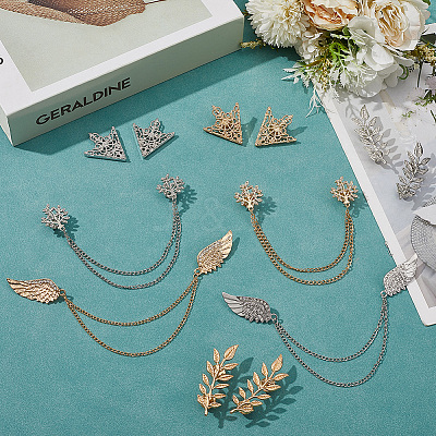 Alloy Rhinestone Hanging Chain Brooches & Tie Collar Pis JEWB-CY0001-02-1