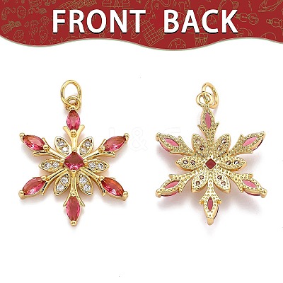 6Pcs 3 Style Brass Cubic Zirconia Pendants ZIRC-SZ0001-80G-1