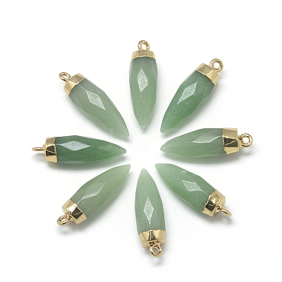 Natural Green Aventurine Pointed Pendants G-Q495-10G-1
