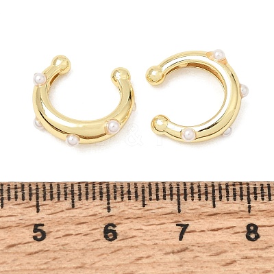 Brass ABS Plastic Pearl Cuff Earrings for Women PL-CBA43D6-01G-1