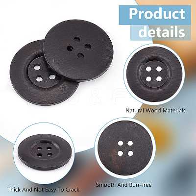 40Pcs Wood Buttons BUTT-OC0001-53B-1