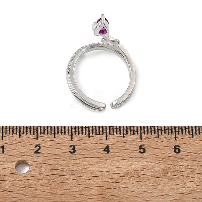 Brass Micro Pave Cubic Zirconia Cuff Open Rings for Women RJEW-L343-05P-01-1