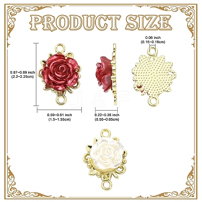 20Pcs 2 Colors Alloy & Plastic Rose Flower Connector Charms FIND-YW0008-32-1