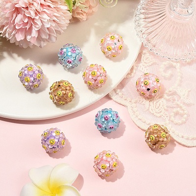 10Pcs 5 Colors Polymer Clay Rhinestone Beads with Resin RESI-YW0005-99-1