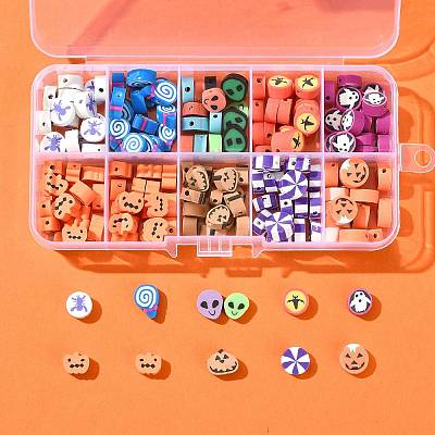 198Pcs 9 Styles Halloween Theme Handmade Polymer Clay Beads CLAY-FS0001-44-1