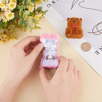 2Pcs 2 Colors Bear-Shaped Plastic Flocking Boxes CON-GF0001-09-1