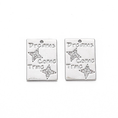 Brass Micro Pave Clear Cubic Zirconia Charms KK-S364-012-1