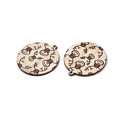 Printed Poplar Wood Pendants FIND-N005-74O-1