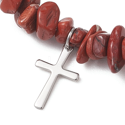 Natural Gemstone Chip Beads  Stretch Bracelets BJEW-JB13250-1