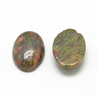 Natural Unakite Cabochons G-R415-13x18-36-1