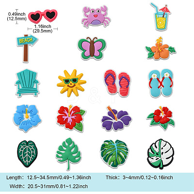 36Pcs 18 Styles Beach Theme PVC Cabochons FIND-CJ0011-23-1