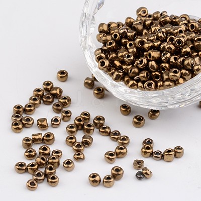 6/0 Electroplated Metallic Colours Round Glass Seed Beads X-SEED-A009-4mm-601-1