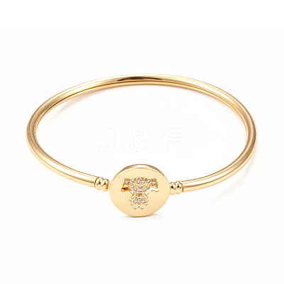 Rack Plating Brass Micro Pave Cubic Zirconia Bangles BJEW-E071-17G-02-1