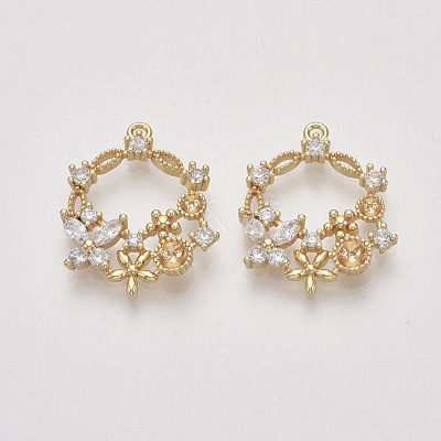 Brass Micro Pave Cubic Zirconia Pendants Rhinestone Settings X-ZIRC-S064-025-1