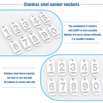10Pcs 10 Style 201 Stainless Steel Pendants STAS-UN0026-25-1