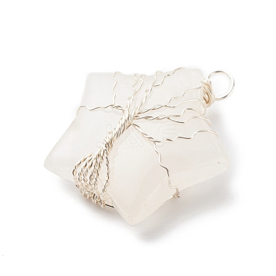 Natural Quartz Crystal Pendants PALLOY-JF01635-02-1