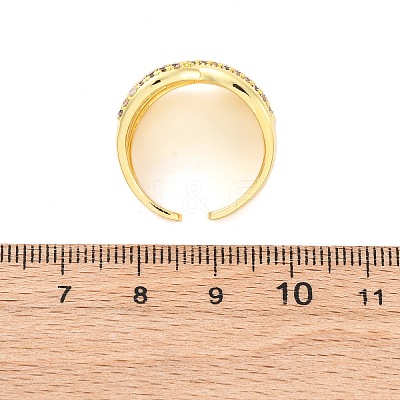 Brass Micro Pave Clear Cubic Zirconia Cuff Rings RJEW-U047-13G-1