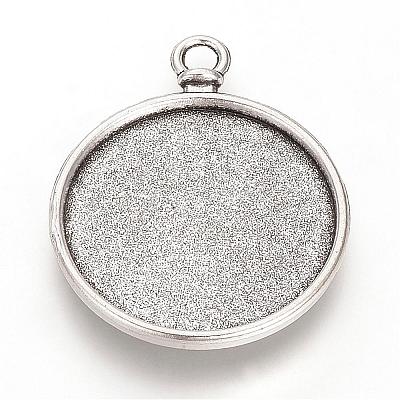 Vintage Tibetan Style Alloy Clock Pendant Cabochon Settings TIBEP-O006-20AS-1