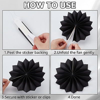 6Pcs Paper Fans Flower for Wedding Birthday Carnival Welcome Party Decorations AJEW-GF0013-45B-1