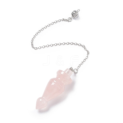 Natural Rose Quartz Pointed Dowsing Pendulums AJEW-B020-03P-07-1
