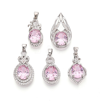 Brass Micro Pave Cubic Zirconia Pendants KK-T072-55P-1
