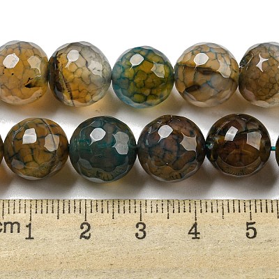 Faceted Natural Dragon Veins Agate Beads Strands G-F447-12mm-P03-1