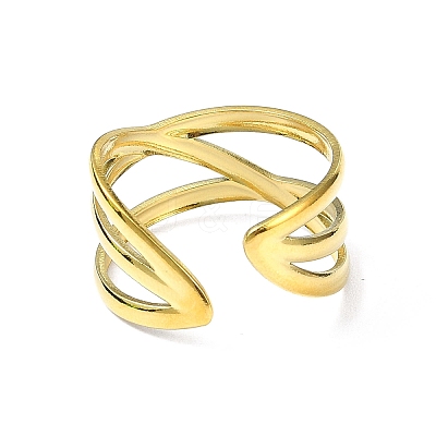 Ion Plating(IP) 304 Stainless Steel Open Cuff Ring RJEW-L109-044G-1