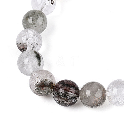Natural Green Lodolite Quartz Round Beaded Stretch Bracelets for Men Women G-N349-10C-1
