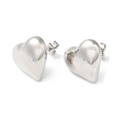 Rack Plating Brass Heart Stud Earrings X-EJEW-Q766-02P-1