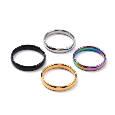 Ion Plating(IP) 304 Stainless Steel Simple Plain Band Finger Ring for Women RJEW-B036-10-1