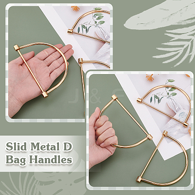 Metal D Bag Handles DIY-WH0888-410G-01-1
