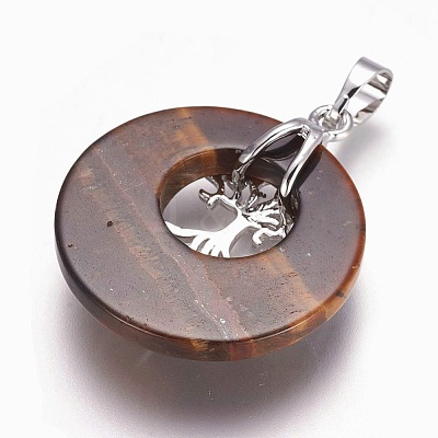 Natural Tiger Eye Pendants G-F573-C15-1
