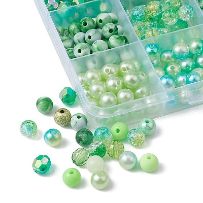 375Pcs 15 Styles Acrylic Beads MACR-YW0002-59B-1