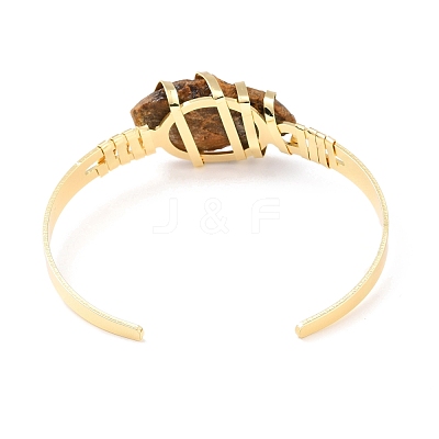 Natural Tiger Eye Horse Eye Beaded Cuff Bangle G-D458-01G-05-RS-1