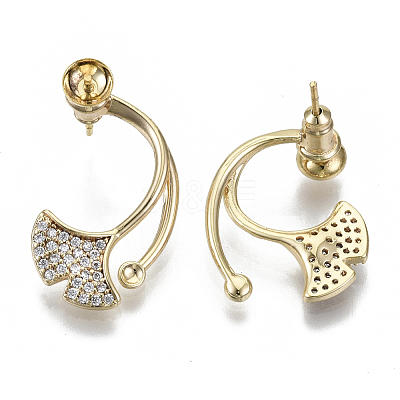 Brass Micro Pave Cubic Zirconia Stud Earring Settings KK-N232-38B-NF-1