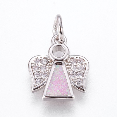 Brass Cubic Zirconia Pendants ZIRC-G144-03P-1
