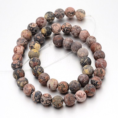 Frosted Round Natural Leopard Skin Jasper Bead Strands X-G-J338-07-8mm-1