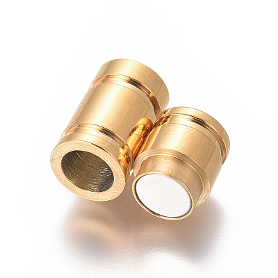 304 Stainless Steel Magnetic Clasps with Glue-in Ends X-STAS-G203-09G-1