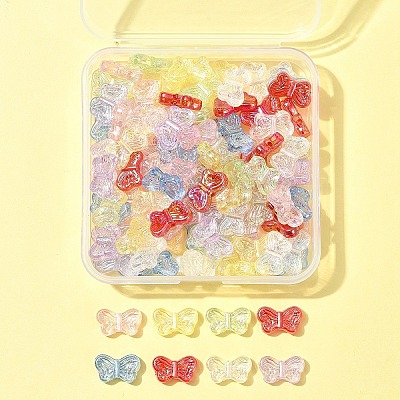 105Pcs 7 Colors UV Plating Iridescent Transparent Acrylic Beads OACR-FS0001-88-1